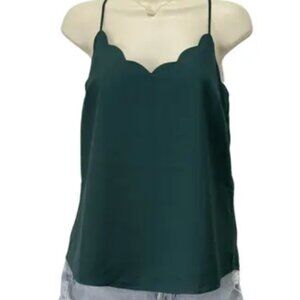 J.Crew Scalloped Cami Academic Green Women’s Size 12 Adjustable Racerback Tank